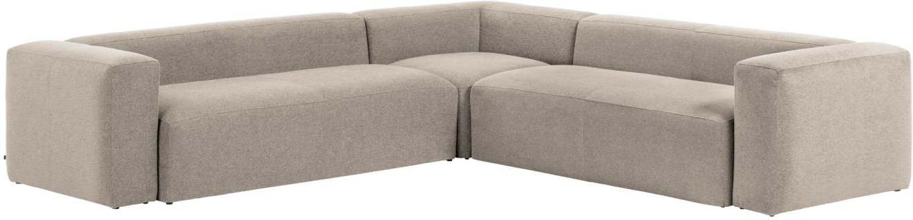 Hjørnesofa Kave Home Blok-serien    -formet Sofa Pletafvisende Stof Beige 320x320 Cm  Moderne Nordisk Design Til   Personer