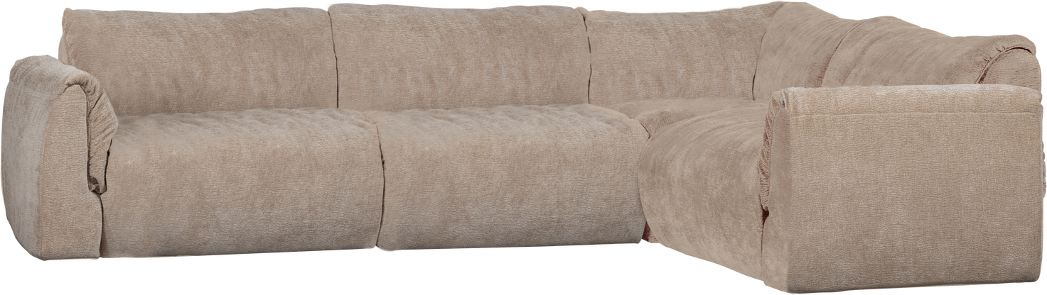 Hjørnesofa Woood Baggy Højrevendt 301x210 Cm Sand 3d Chenille Polyester Tekstureret