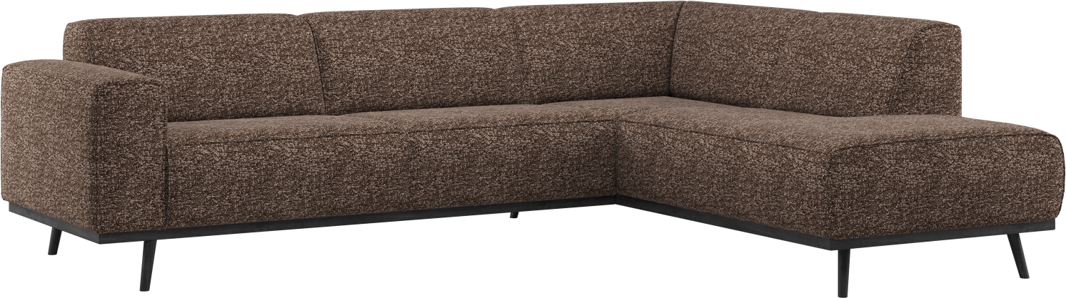 Hjørnesofa Woood Statement Højrevendt Chaiselong Brun Melange 274x210 Cm 100 Polyester Birketræsben