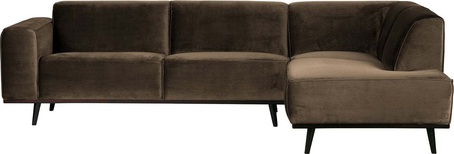 Hjørnesofa Woood Statement Taupe Fløjl Velour Højrevendt Chaiselong 210 Cm B274 D210 H77