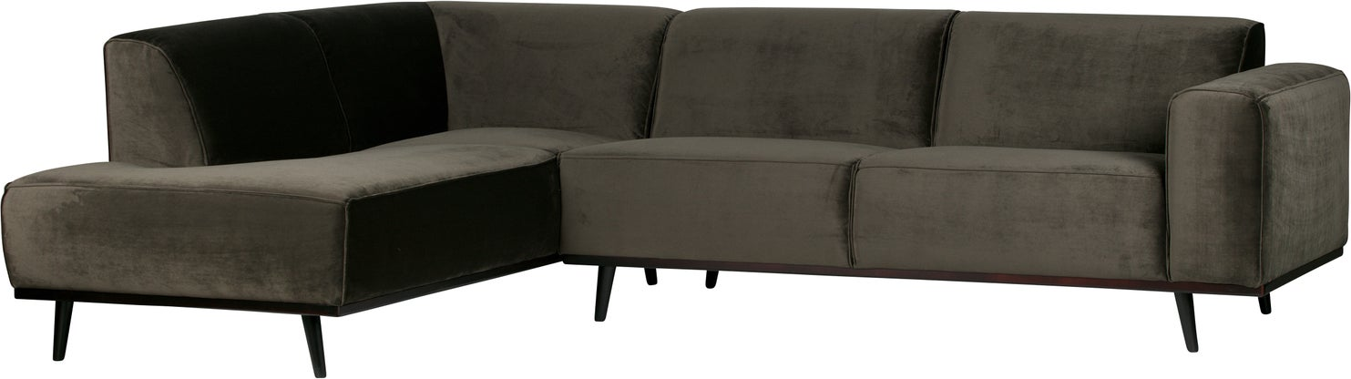 Hjørnesofa Woood Statement Venstrevendt Varm Grøn Jarra-velour 274x210 Cm