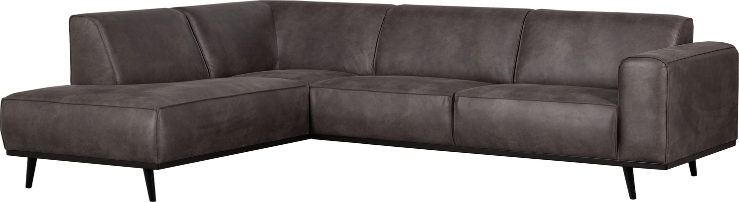 Hjørnesofa Woood Statement Venstrevendt 274x210 Cm Antracit Læderlook Kunstlæder Høj Siddekomfort