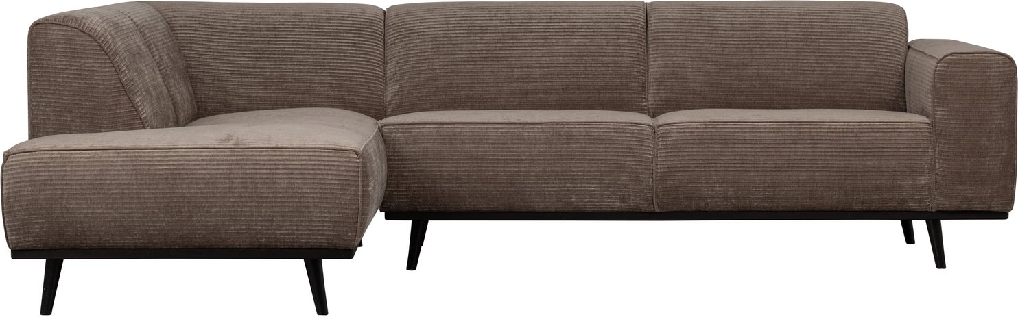 Hjørnesofa Woood Statement Venstrevendt 274x210 Cm Taupe Brama Jacquard Ribstof Fløjlsagtigt Udtryk
