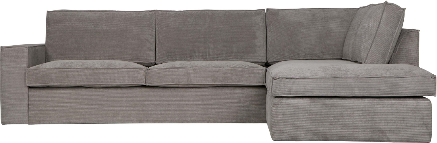 Hjørnesofa Woood Thomas Højrevendt Lysegrå Ribbet Stof 92x197x283 Cm