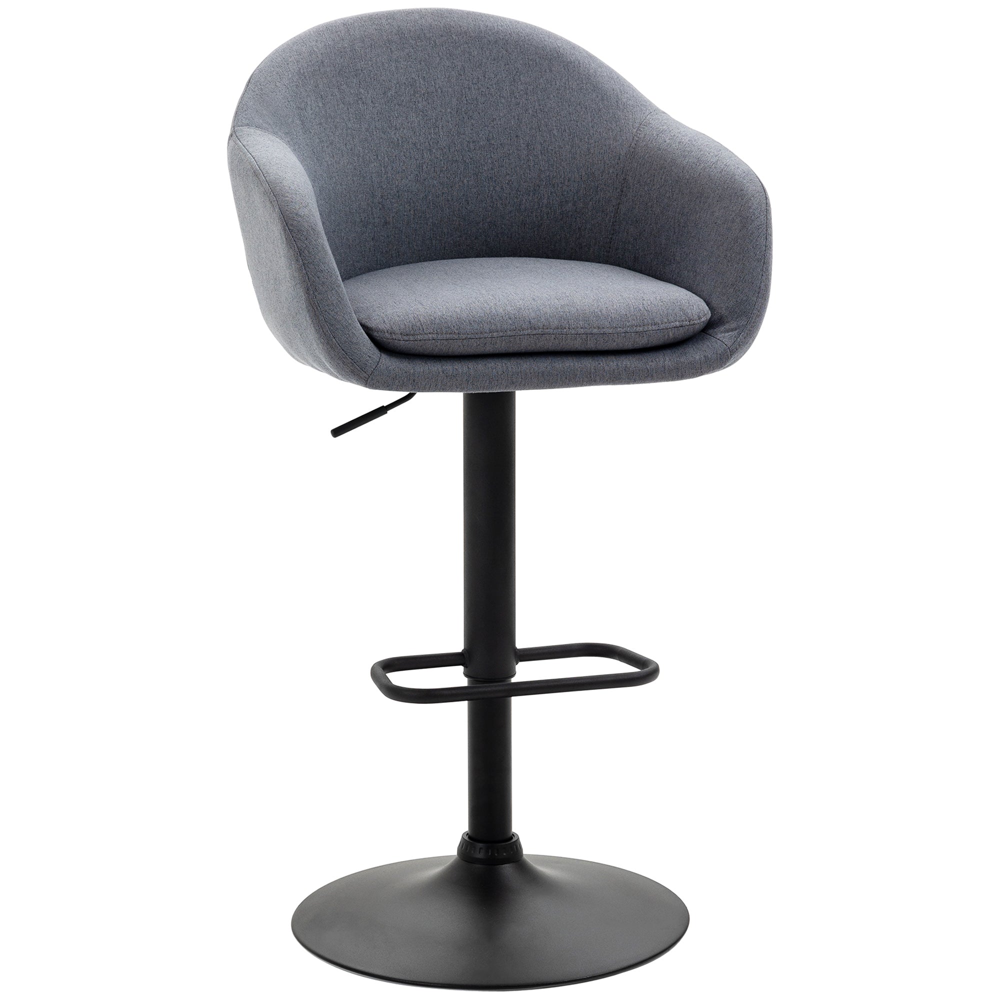 Højdejusterbar Barstol Med Ryglæn Og Fodstøtte  Linnedlook  54 Cm   54 Cm   112 Cm  Grå