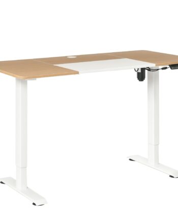 Højdejusterbart Skrivebord Elektrisk 140   70 Cm Computerbord Med   Hukommelseskontroller   -delt Bordplade  Sit-stee-bord Med Antikollision  Overophedningsbeskyttelse Hvid