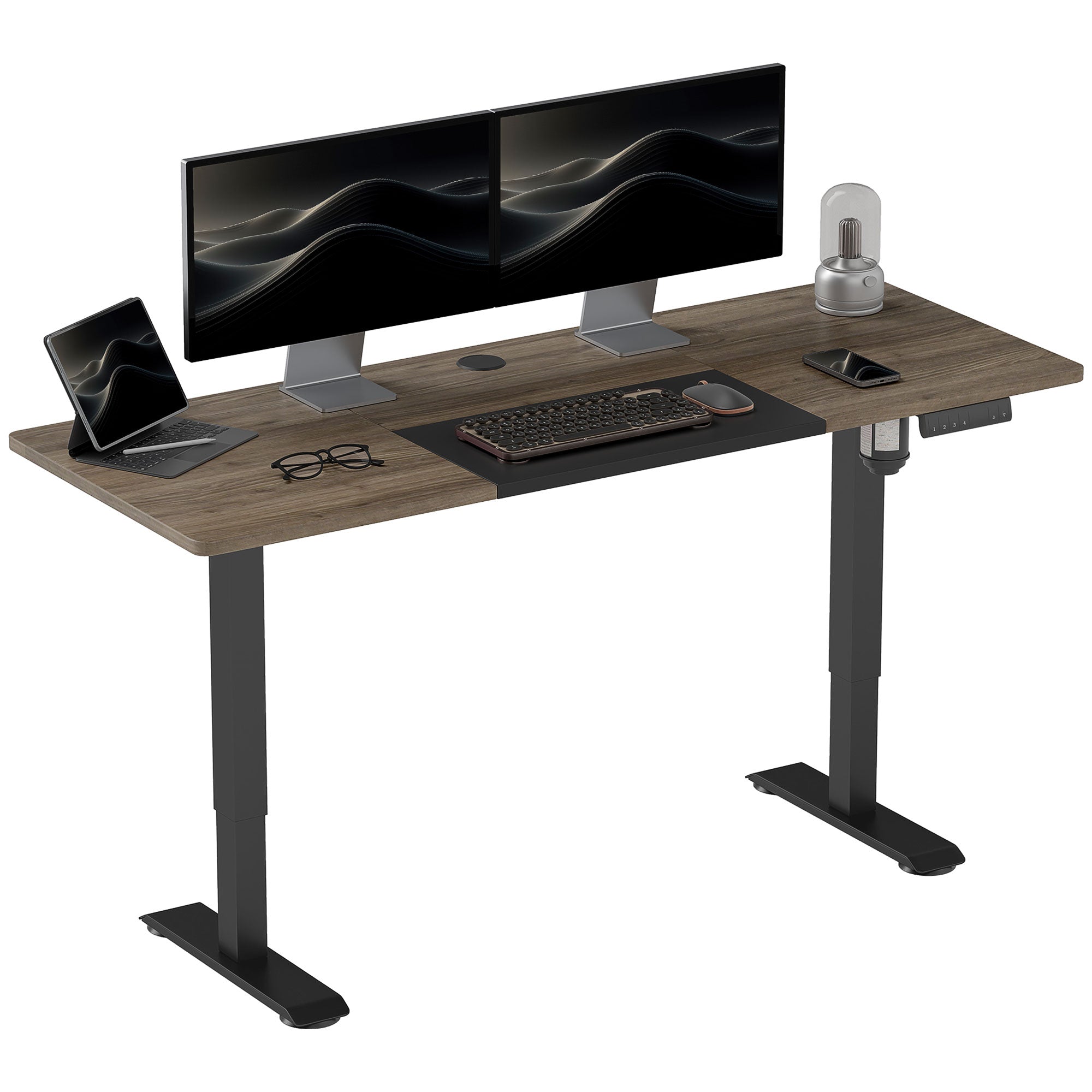Højdejusterbart Skrivebord Elektrisk 140   70 Cm Computerbord Med   Hukommelseskontroller   -delt Bordplade  Sit-stee-bord Med Antikollision  Overophedningsbeskyttelse Sort