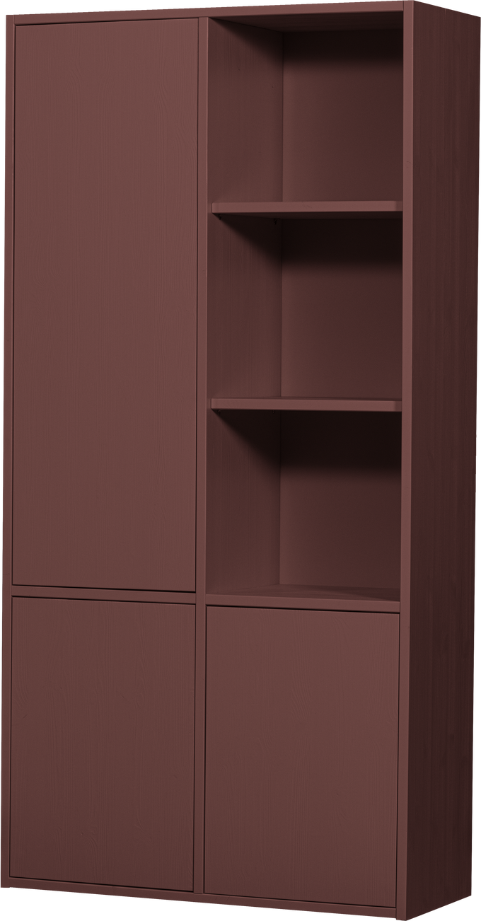 Højskab Woood Collection Bourgogne Rød Fsc-certificeret Fyrretræ åbne Hylder Låger Push-to-open H200ã B100ã D40