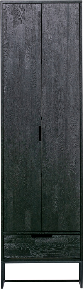 Højskab Woood Exclusive Silas   Sort Fsc-ask 210x60x36 Cm   Opbevaringsskab Med   Låger   Skuffe
