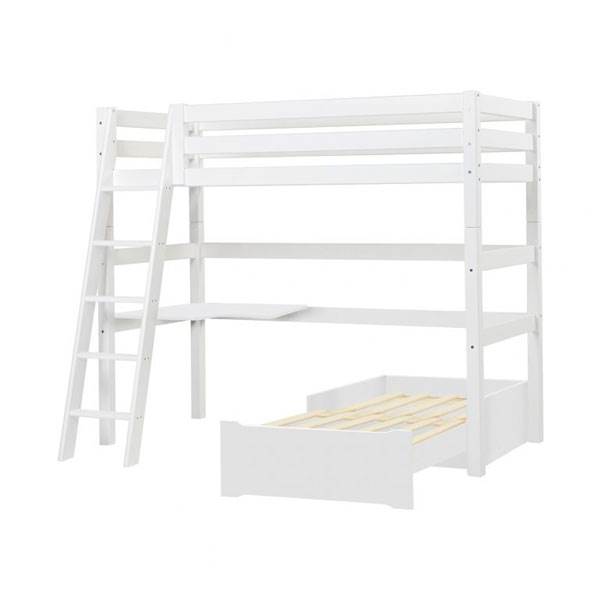 Hoppekids Eco Luxury Højseng Med Hjørnebord  Lounge Modul Og Skrå Stige 90x200 Cm  : Erling Christensen Møbler