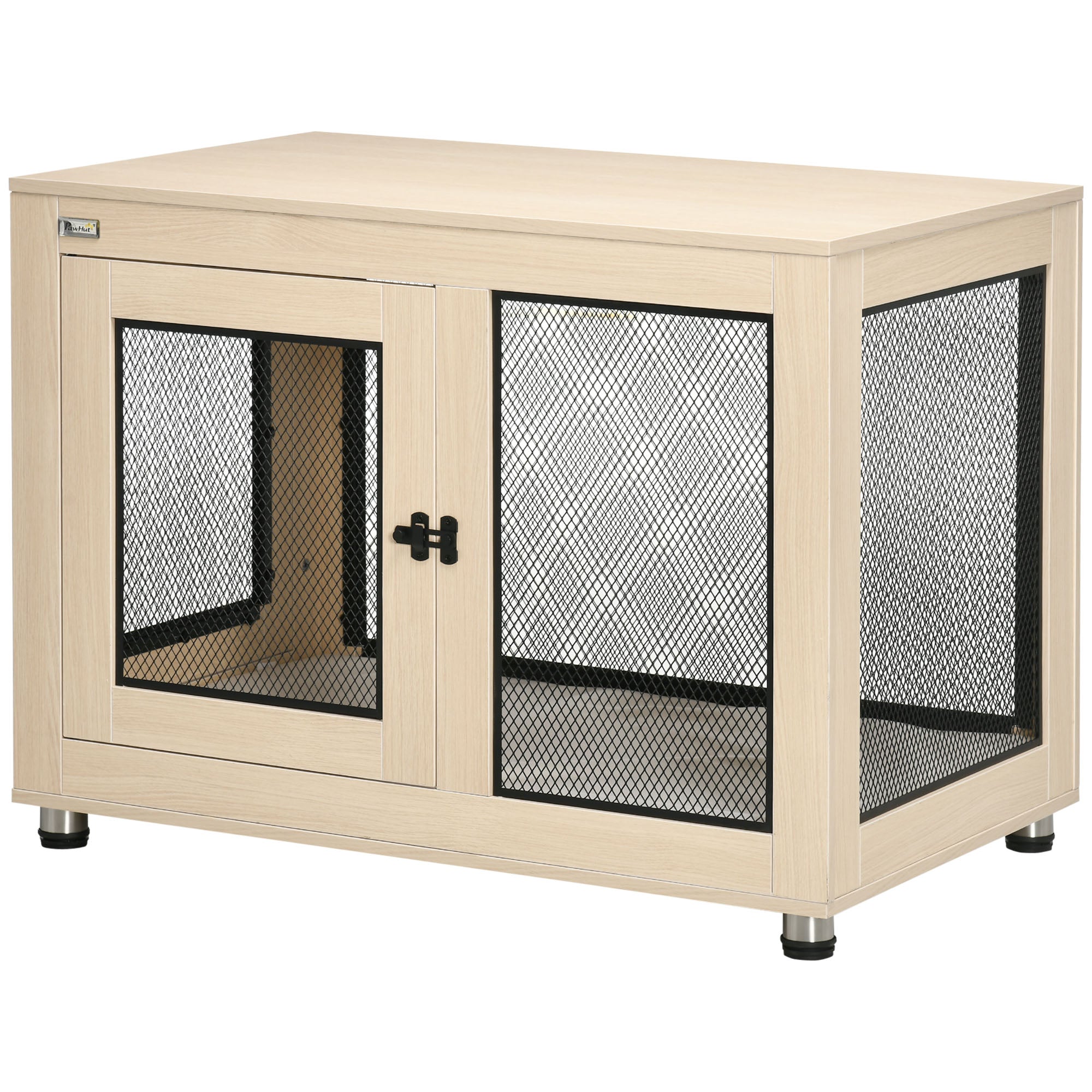 Hundebur  Moderne Design  Aflåseligt    Døre  94 Cm   60 Cm   71   Cm  Naturlig   Sort