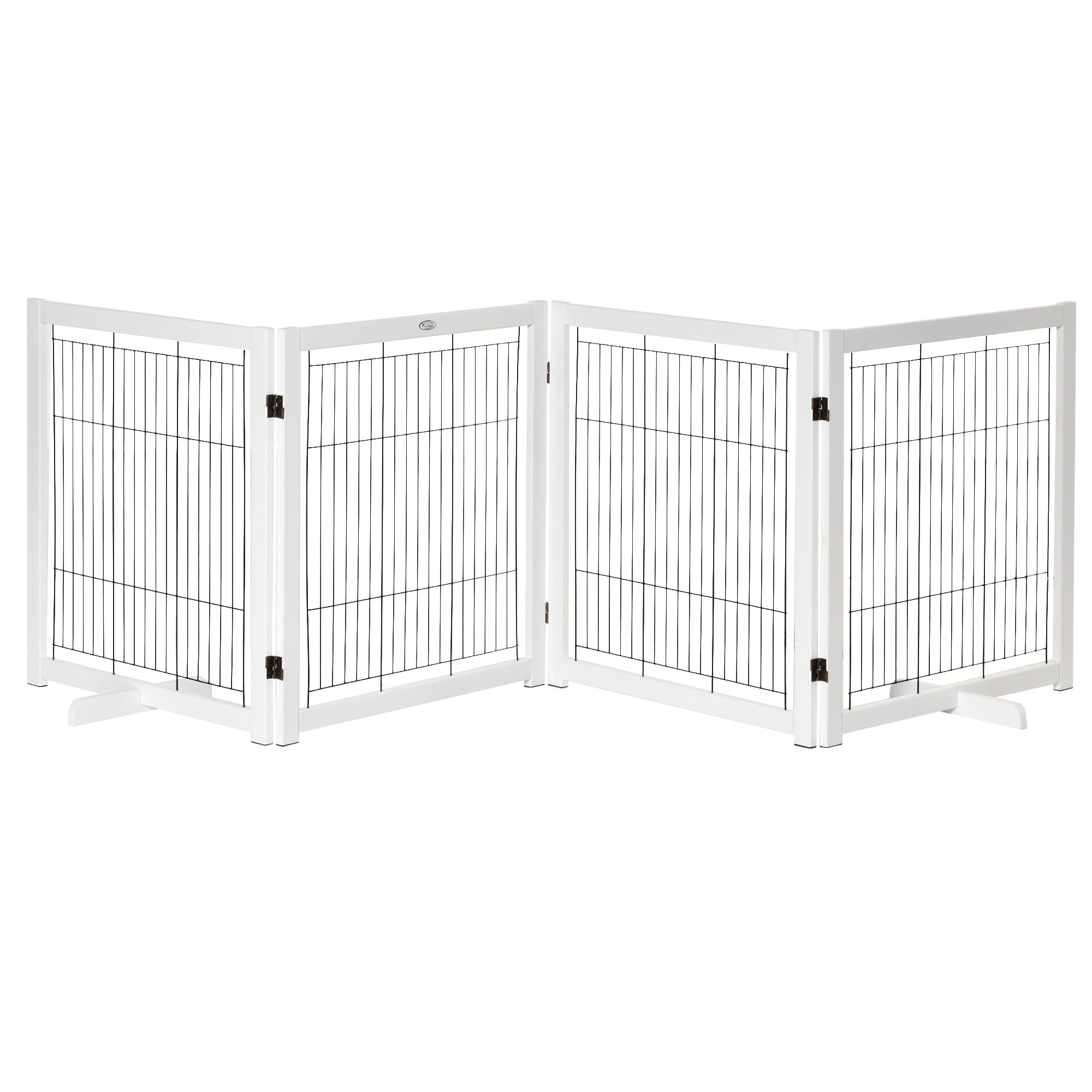 Hundegitter Træ Hundegitter Sikkerhedslåge Tovejs Foldbart Stål Hvid 305   35     82 Cm