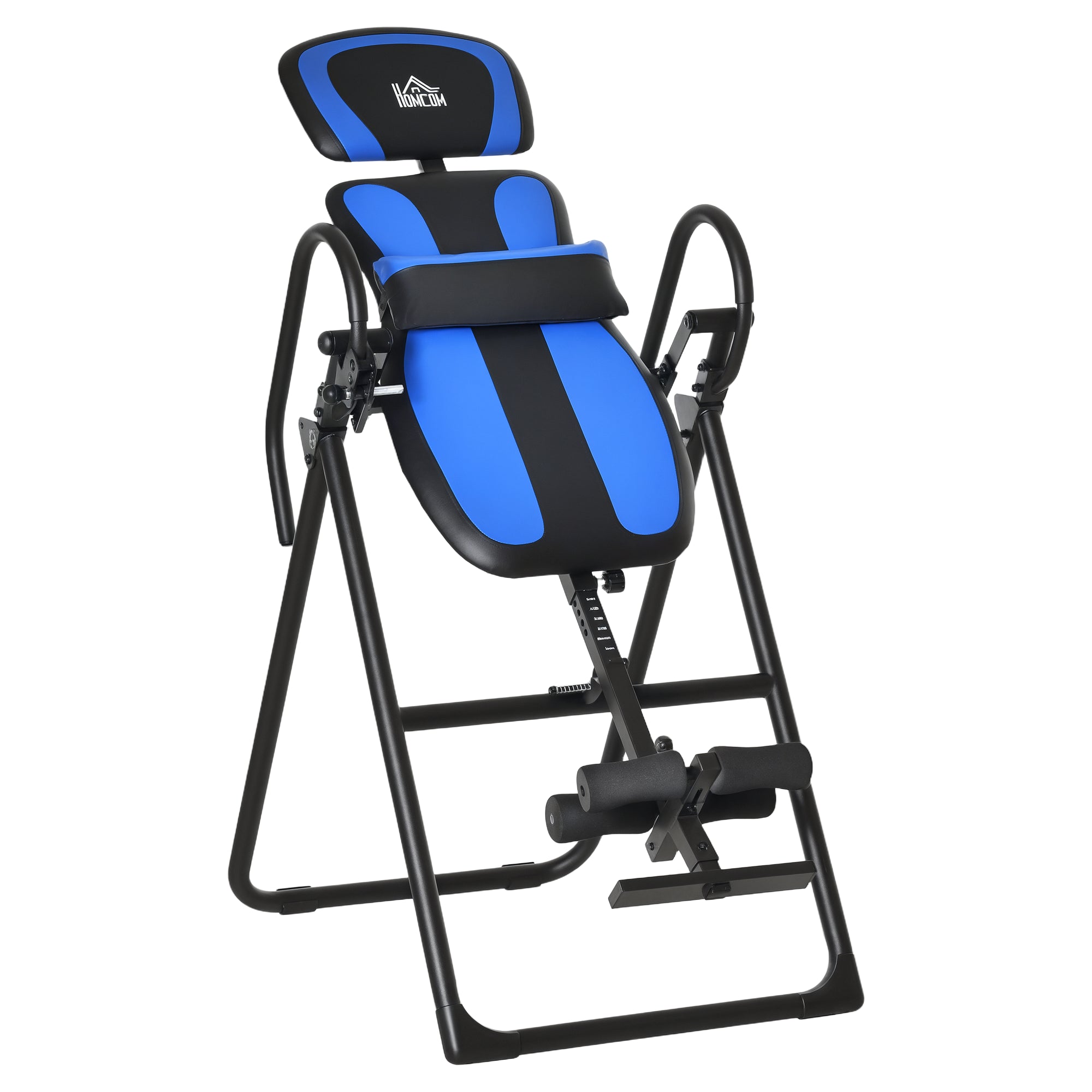 Inversion Bench Foldbar Gravity Trainer Med To Bevægelige Hjul Rygpude Metal Abs Sort Blå 132   71   145 Cm