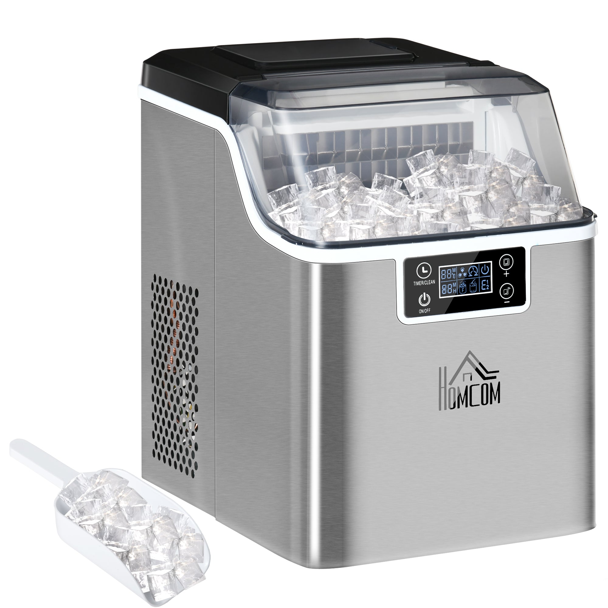 Isterningmaskine Isterningdispenser Ismaskine 20kg 24t   3l Isterningmaskine Med   2l Vandtank  Sølv
