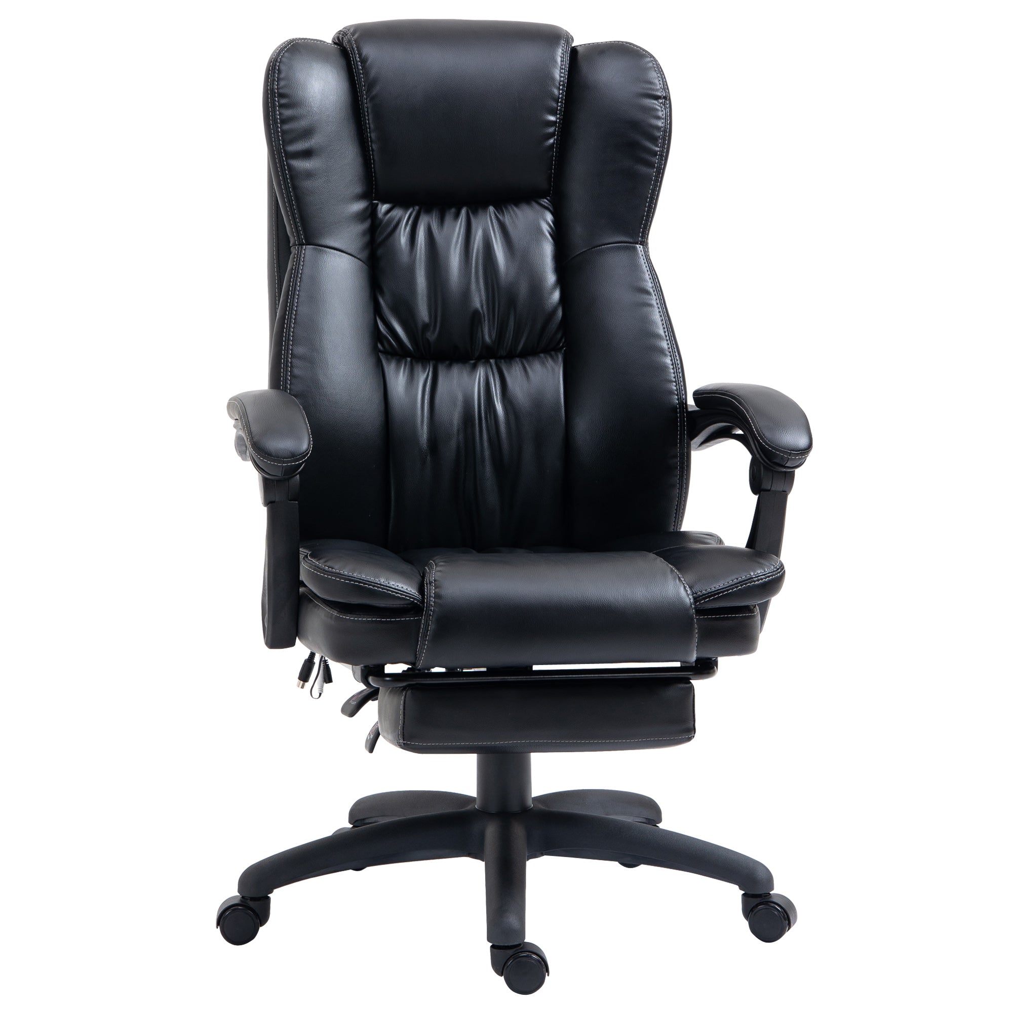 Justerbar Drejestol Med Fodstøtte  Nakkestøtte  Massagefunktion  Kunstlæder  68     68     113-121 Cm  Sort