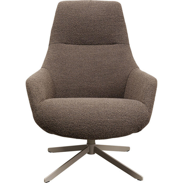 Kare Design Mimi Drejestol Armlæn Mocca Brun Bouclé Stof Og Greige Stål