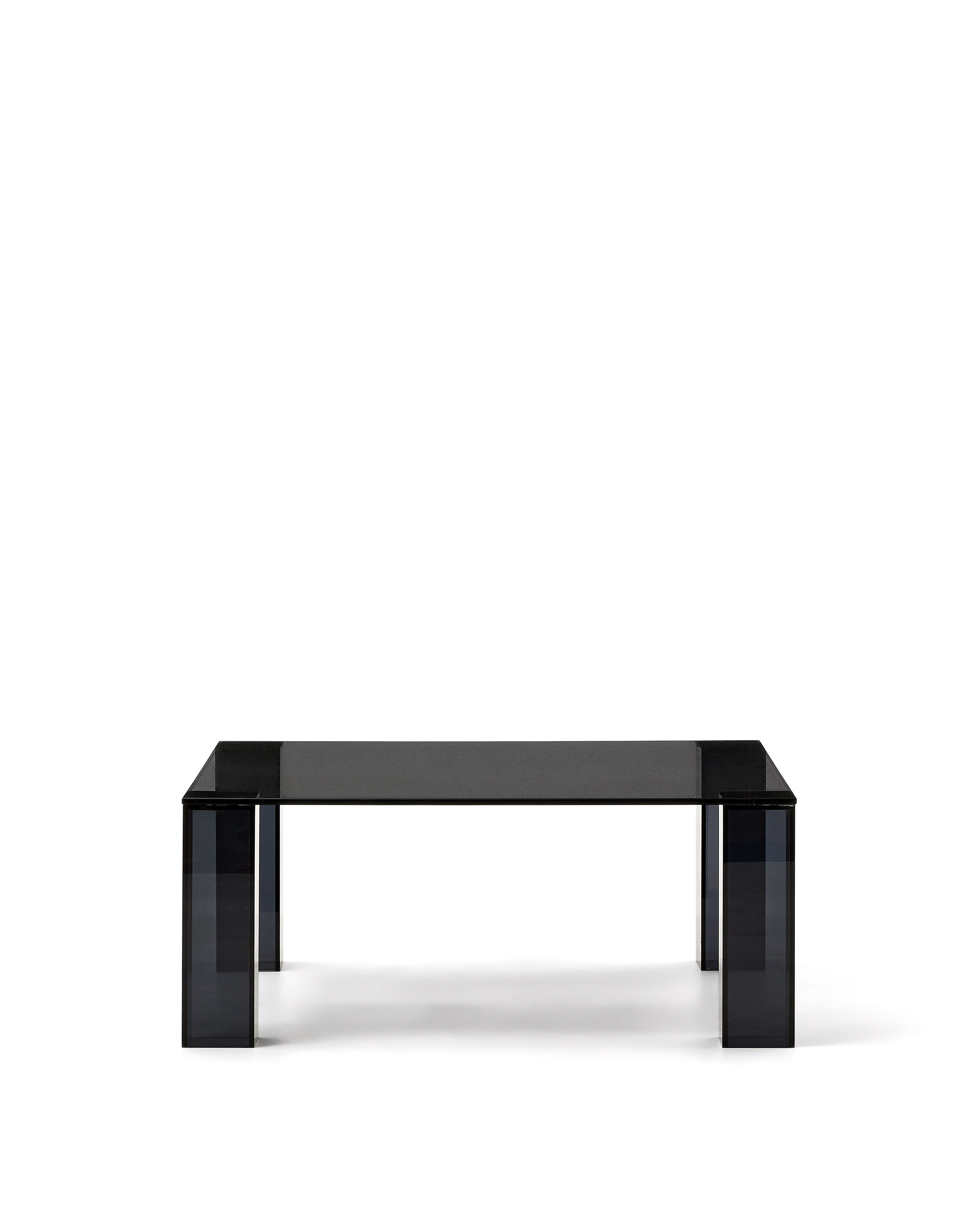 Kave Home Adularia Sidebord  Kvadratisk Mørkegrå Hærdet Glas  85x85
