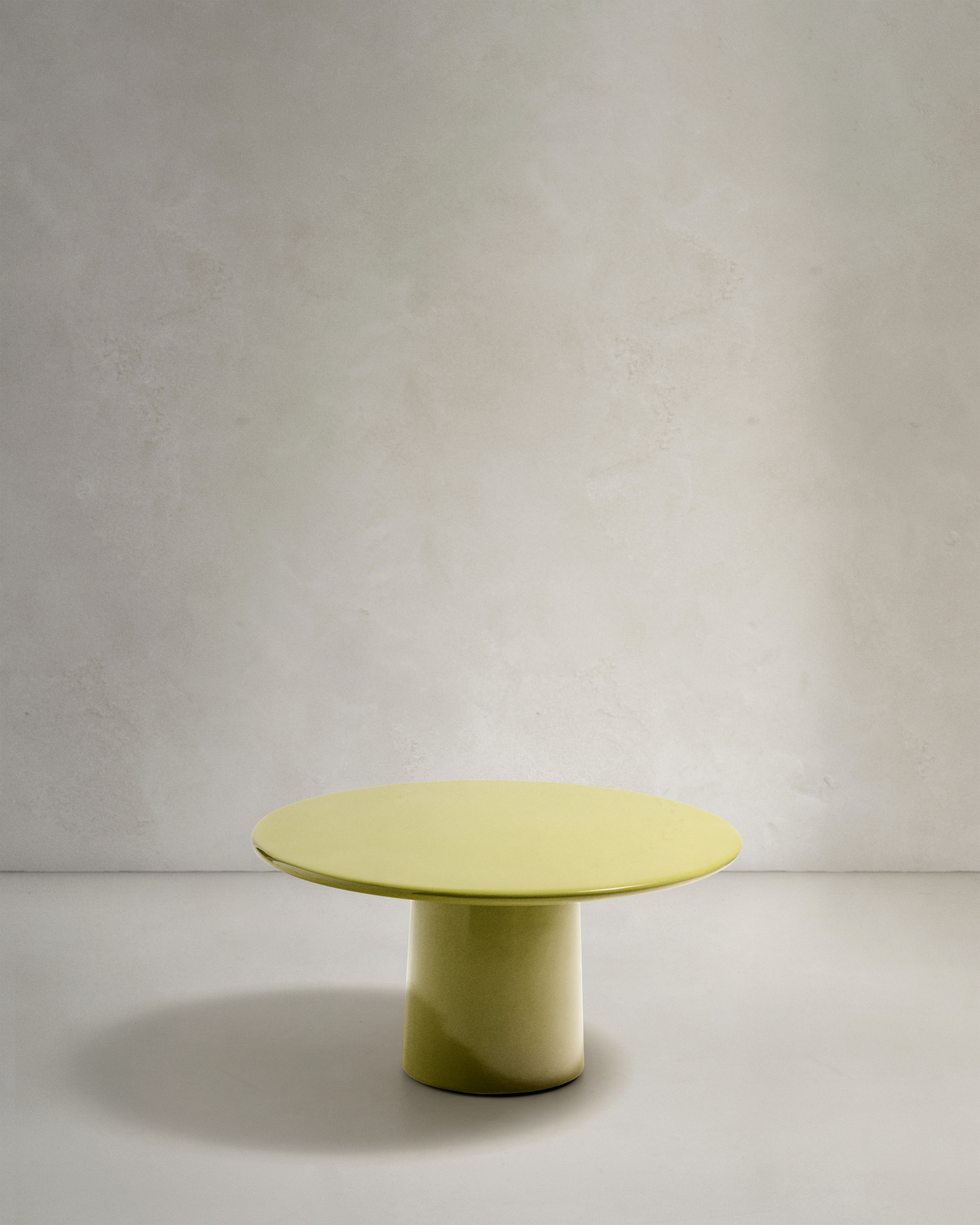 Kave Home Albanella Sofabord  Rund Blank Grøn Cement  ø85