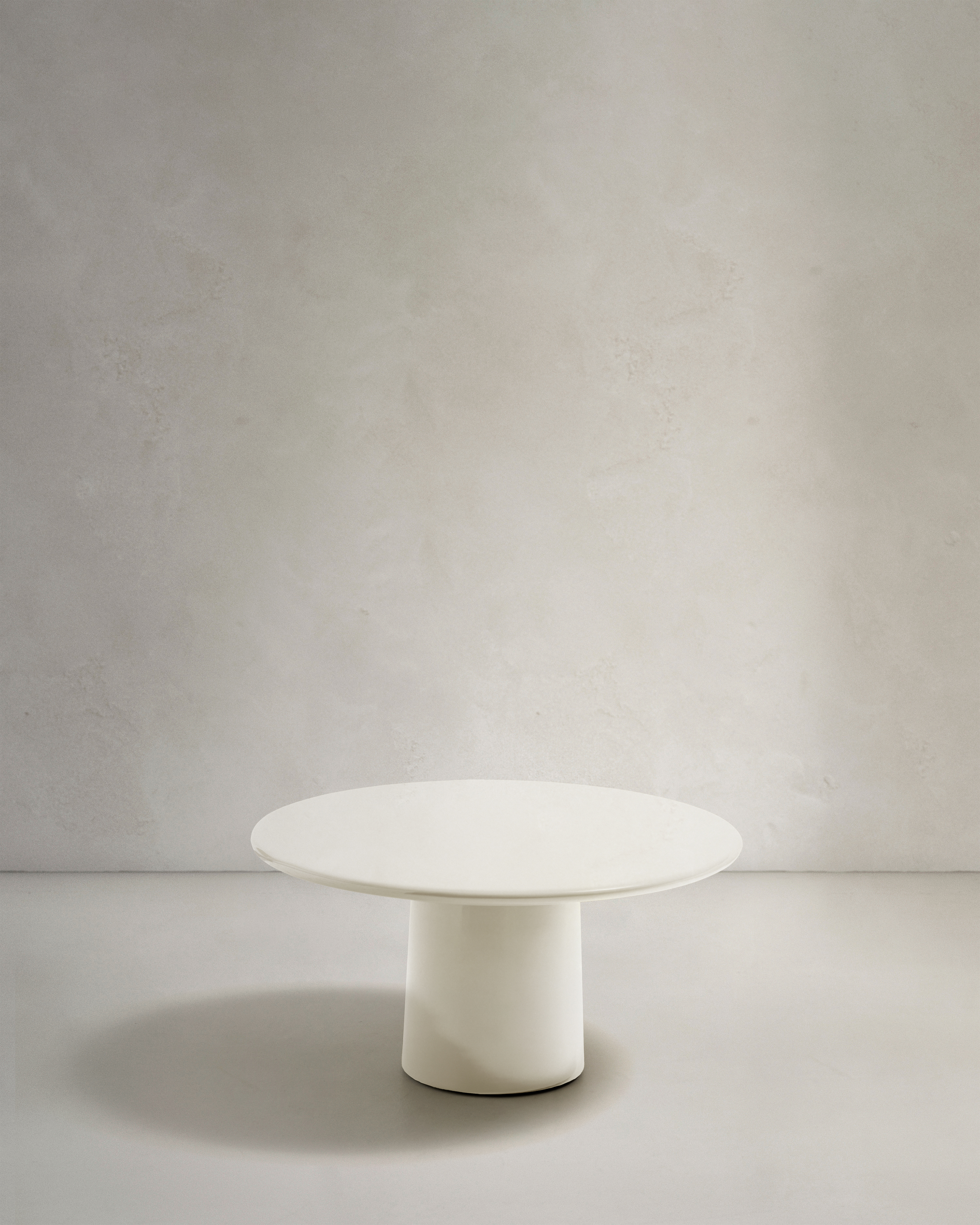 Kave Home Albanella Sofabord  Rund Blank Hvid Cement  ø85