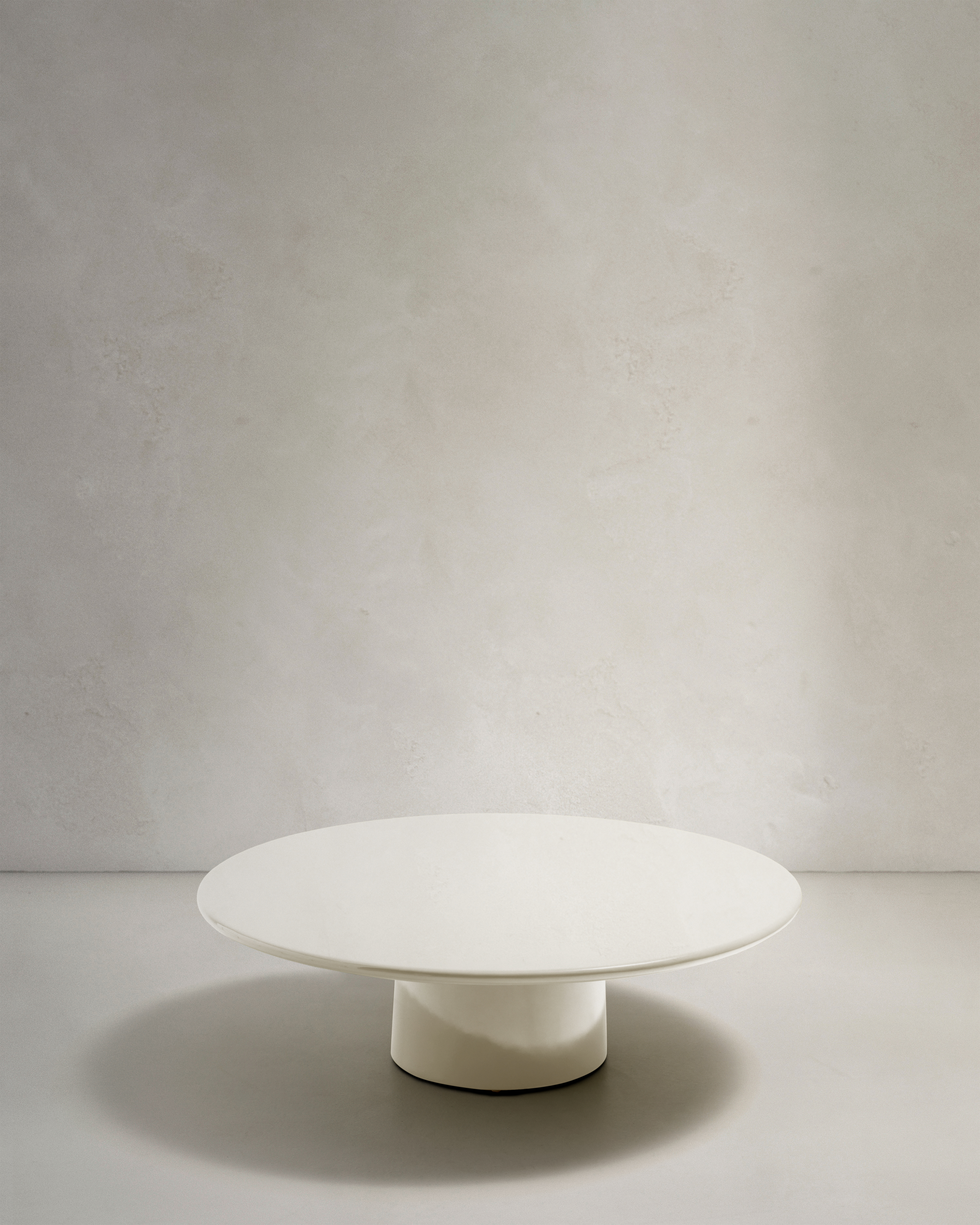 Kave Home Albanella Sofabord  Rund Blank Hvid Cement  ø110