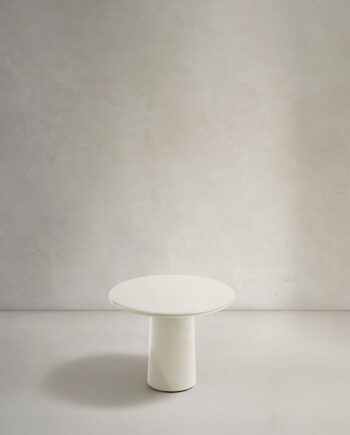 Kave Home Albanella Sofabord  Rund Blank Hvid Cement  ø65
