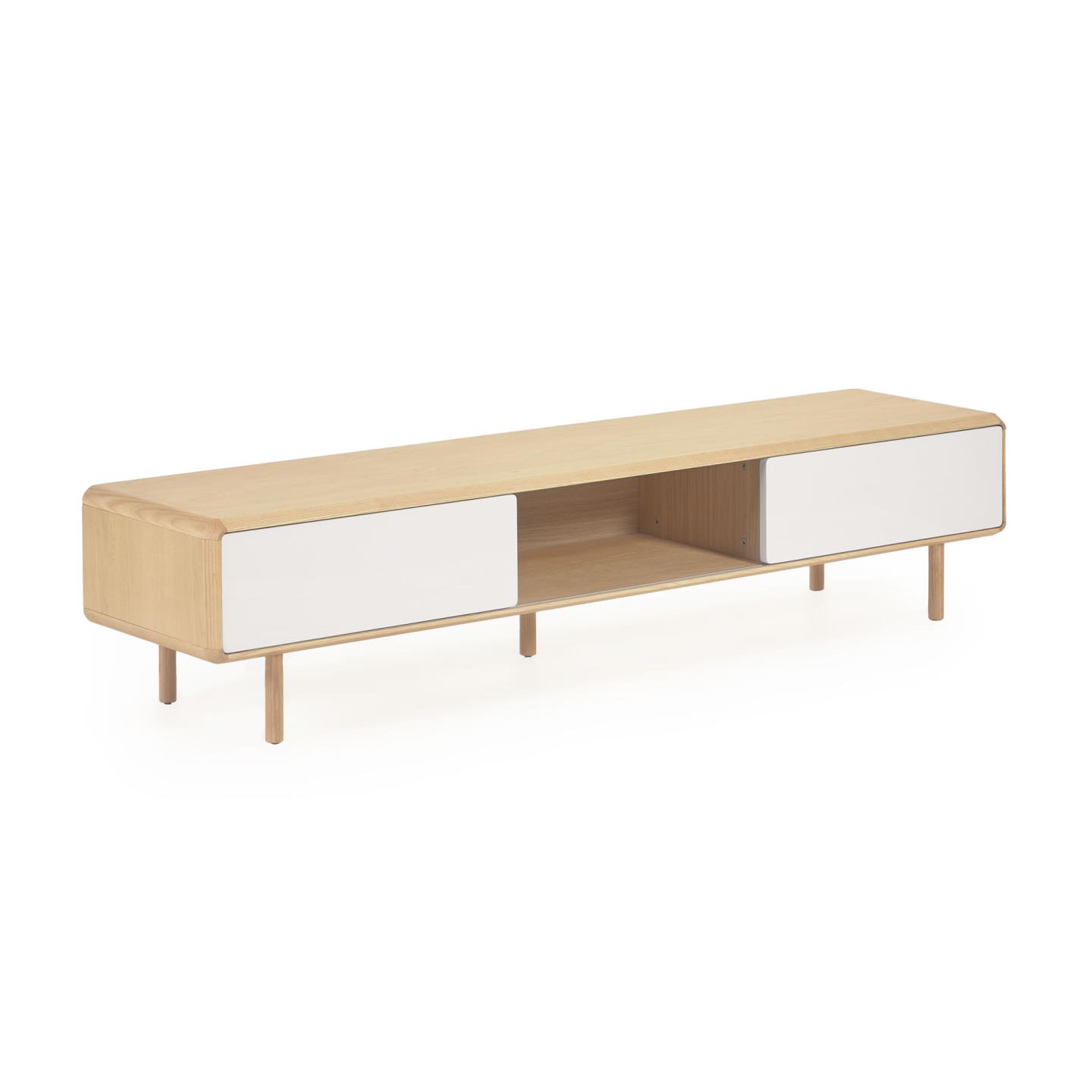 Kave Home Anielle Tv-bord       Skydelåger Grå Natur Askefinér Asketræ  180x41