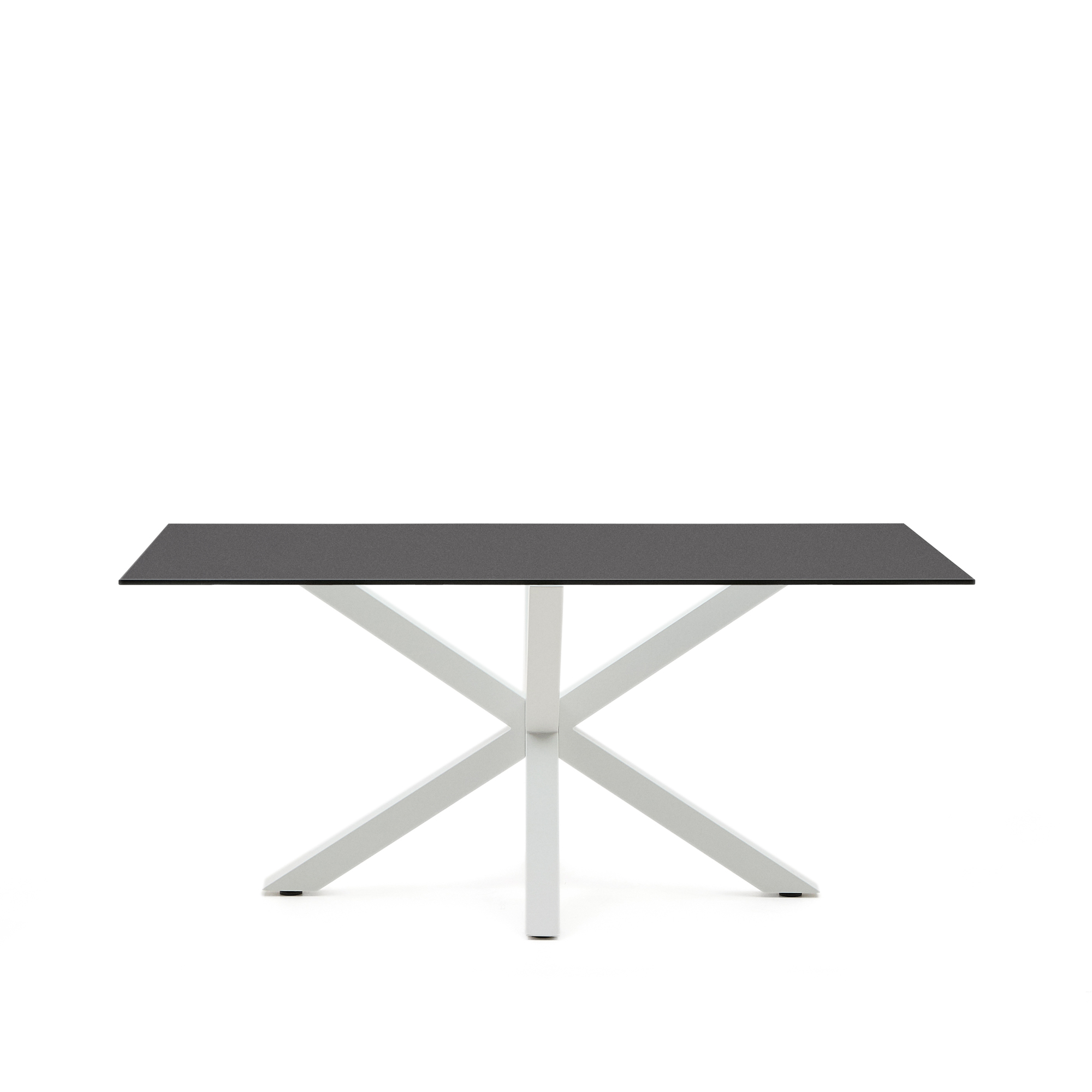 Kave Home Argo Spisebord  Rektangulær Matteret Sort Glas Og Hvid Stål  160x90