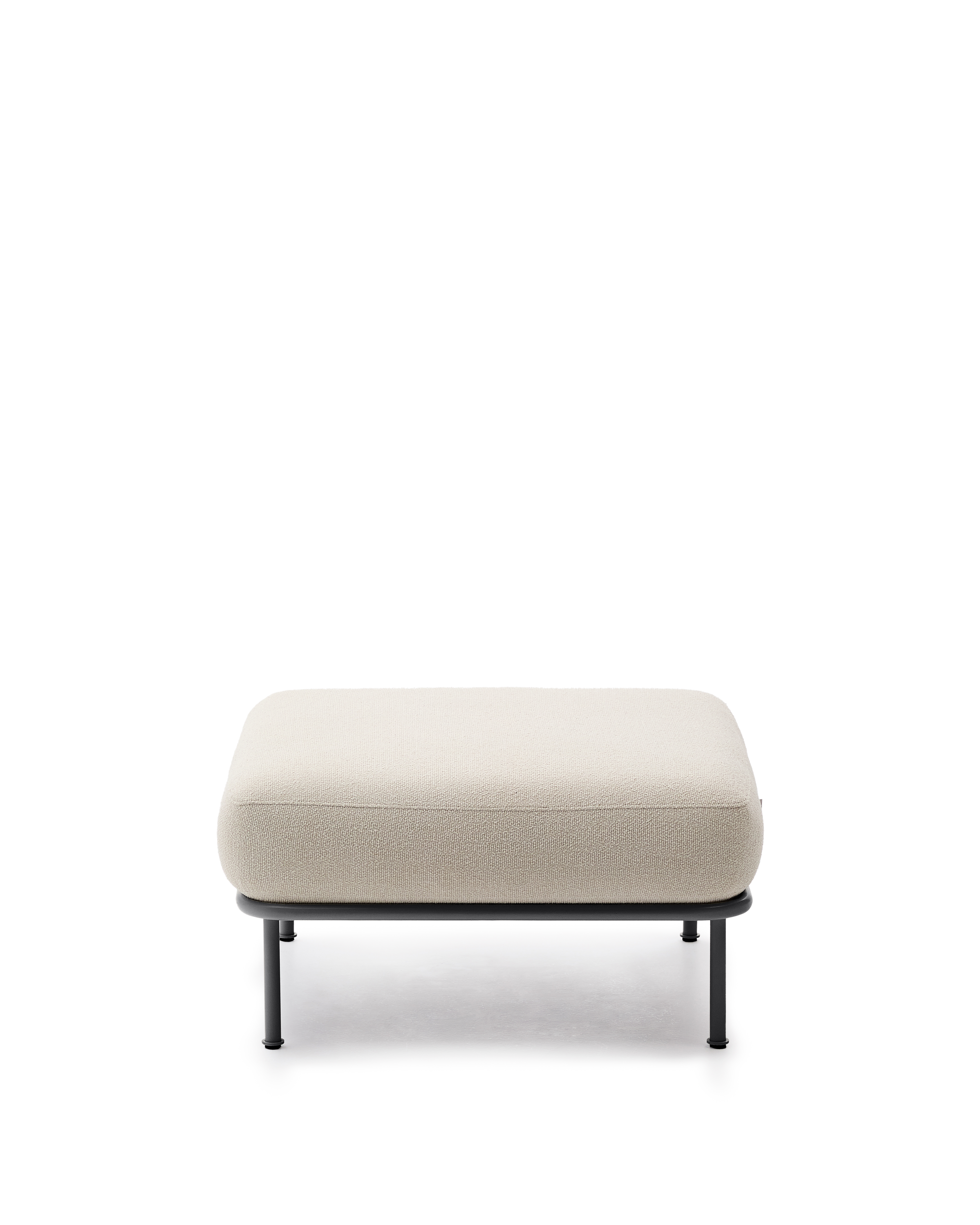 Kave Home Aurum Fodstøtte  Kvadratisk Ecru Chenille Og Matgrå Metal  85x85
