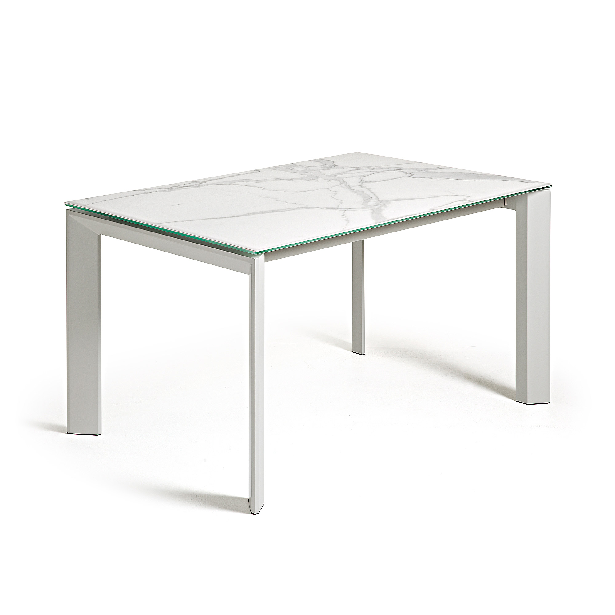 Kave Home Axis Spisebord     Butterflybordplade Hvid Kalos Porcelæn Og Grå Stål  140 200