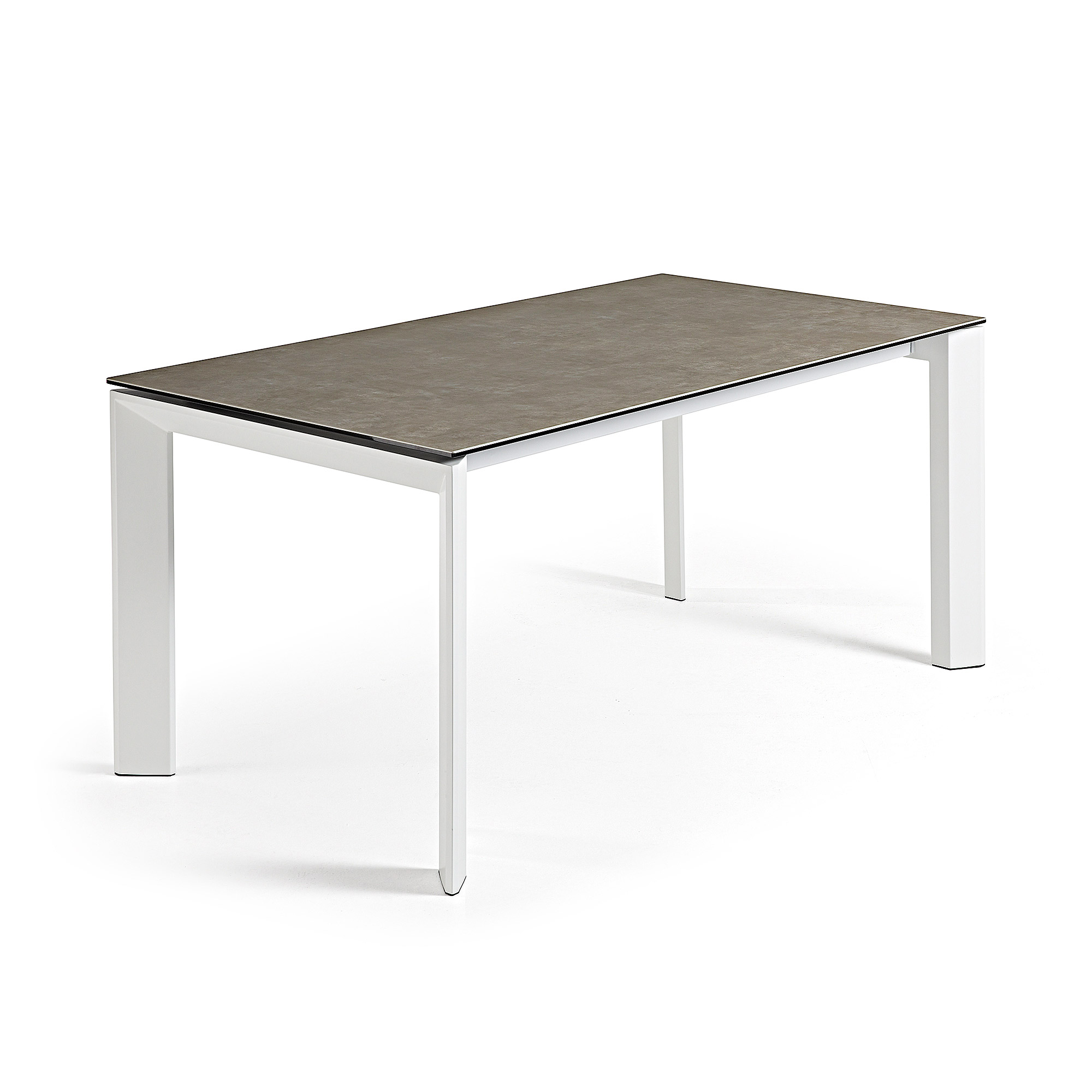 Kave Home Axis Spisebord     Butterflybordplade Volcano Ash Porcelæn Og Hvid Stål  140 200