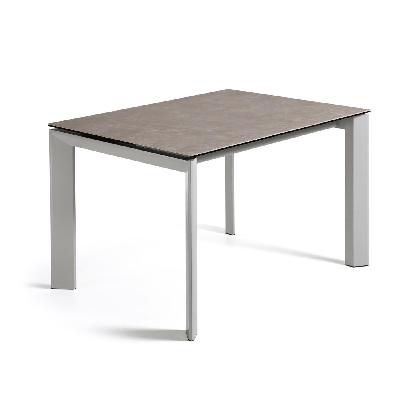 Kave Home Axis Spisebord     Butterflybordplade Vulcano Ceniza Porcelæn Og Grå Stål  120 180