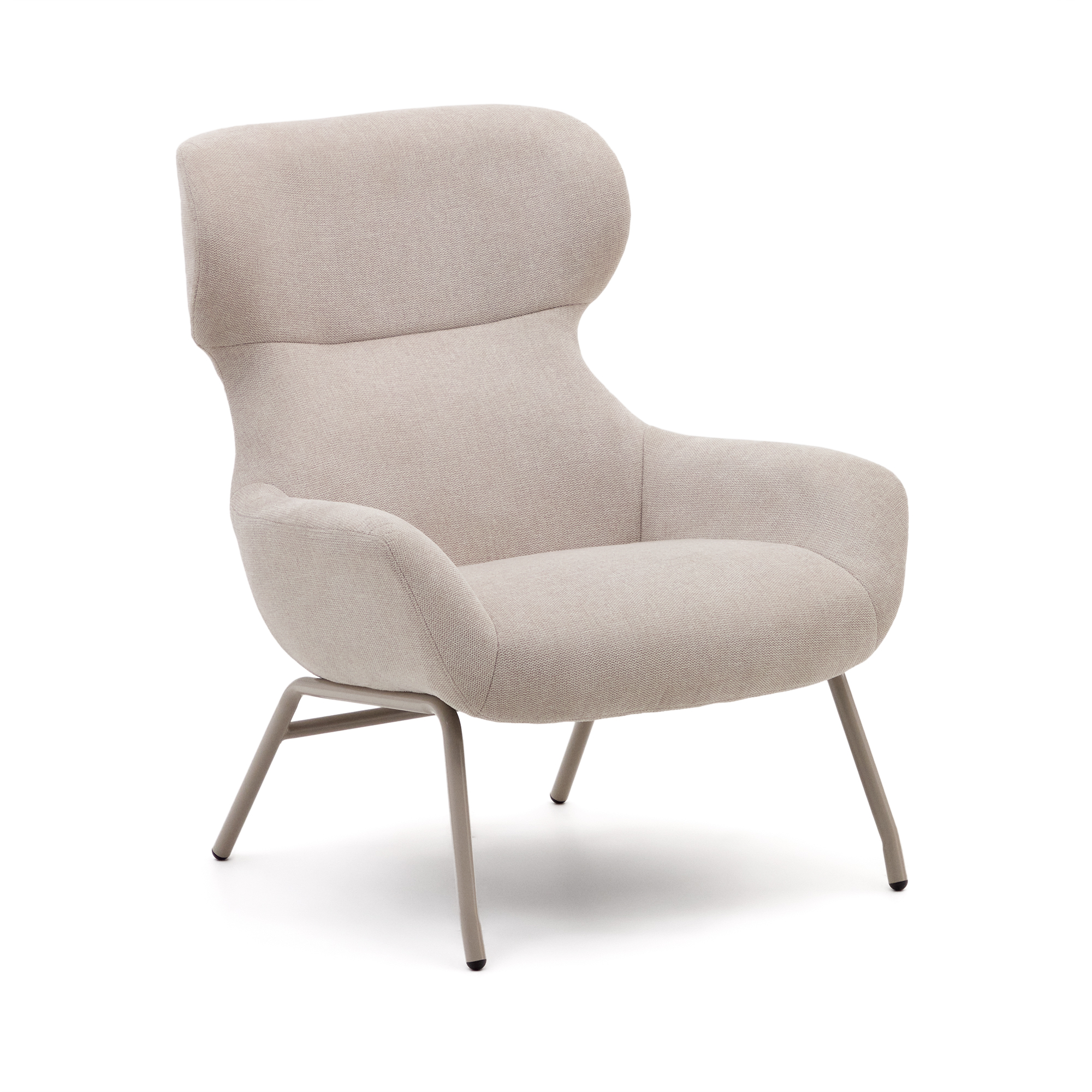 Kave Home Belina Lænestol Armlæn Beige Chenille Og Stål