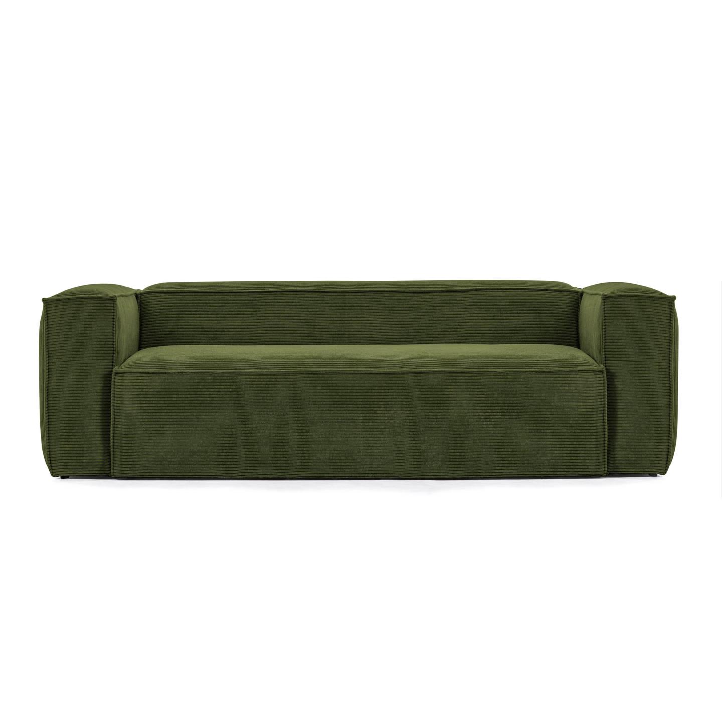 Kave Home Blok   Pers  Sofa Grøn Corduroy Fløjl  240 Cm
