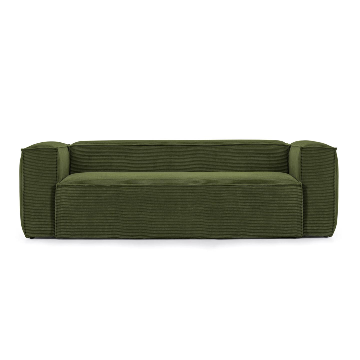 Kave Home Blok   Pers  Sofa Grøn Corduroy Fløjl  210 Cm