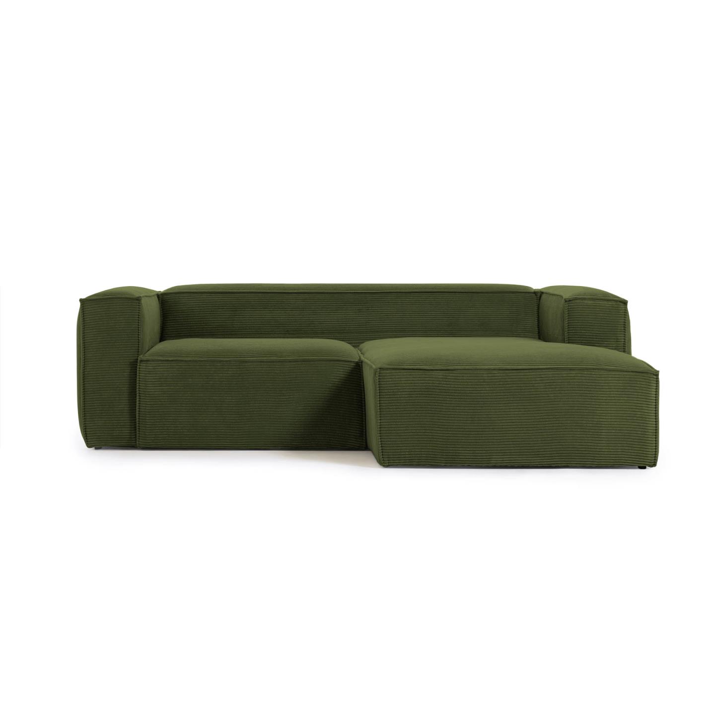 Kave Home Blok   Pers  Sofa     Højre Chaiselong Grøn Corduroy Fløjl  240 Cm