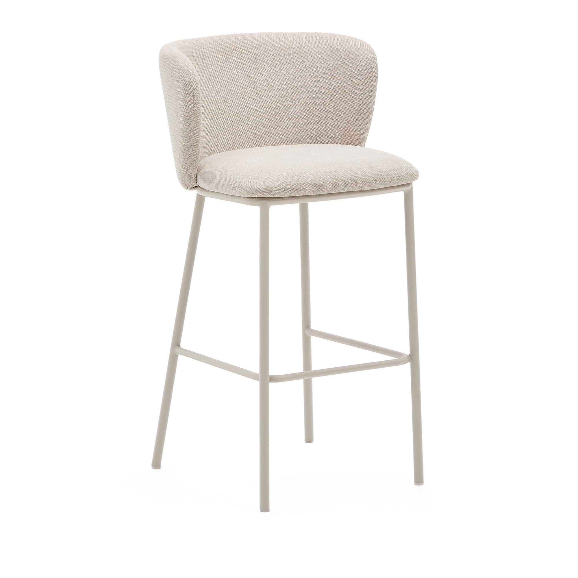 Kave Home Ciselia Barstol     Ryglæn Og Fodstøtte Beige Chenille Og Beige Stål   :75cm