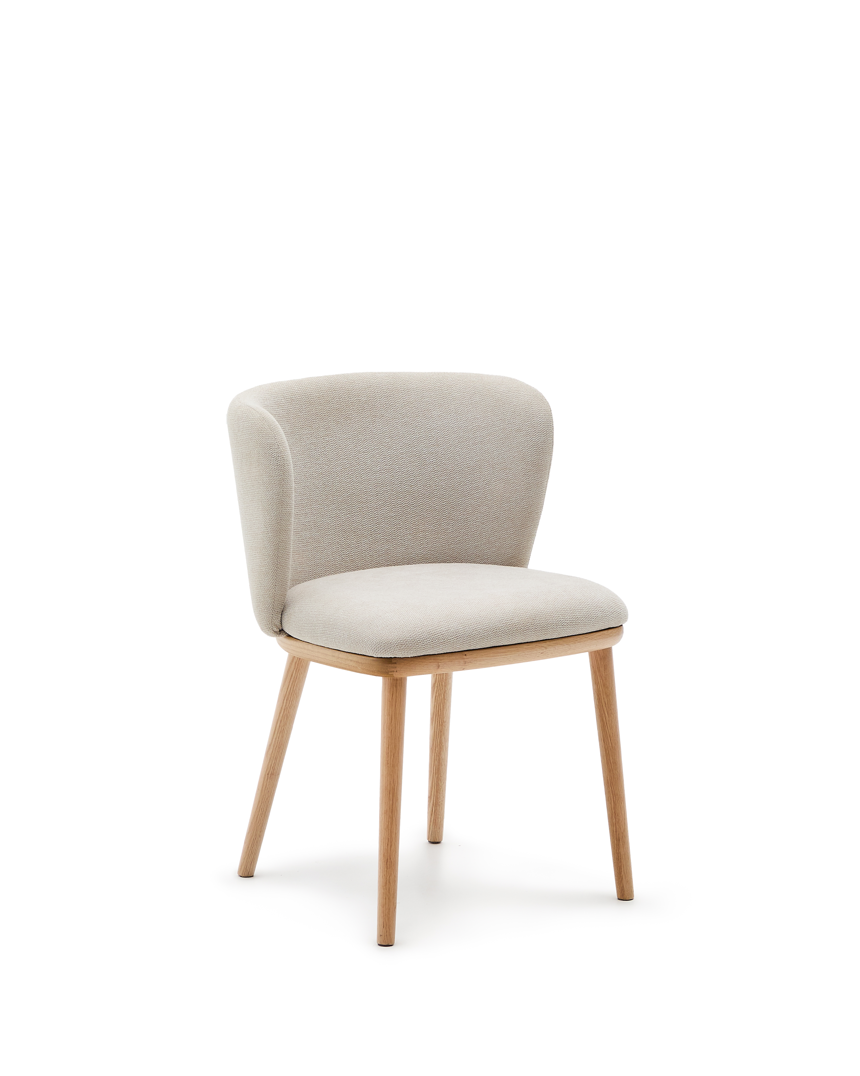 Kave Home Ciselia Spisebordsstol Beige Chenille Og Natur Asketræ