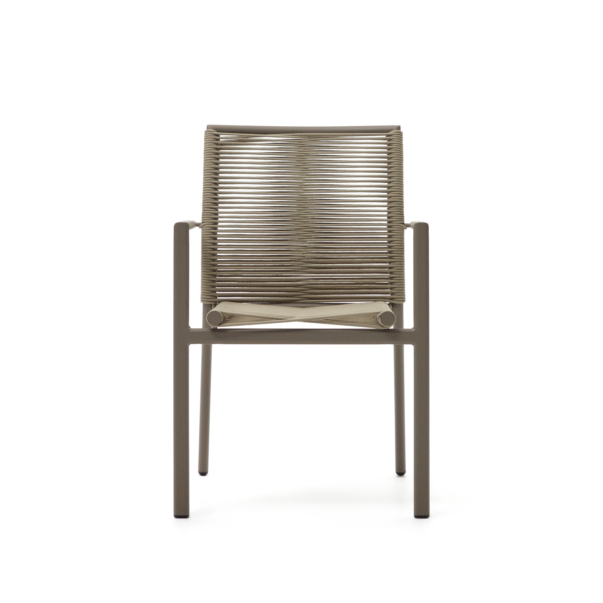 Kave Home Culip Havestol Armlæn Beige Reb Og Brun Aluminium