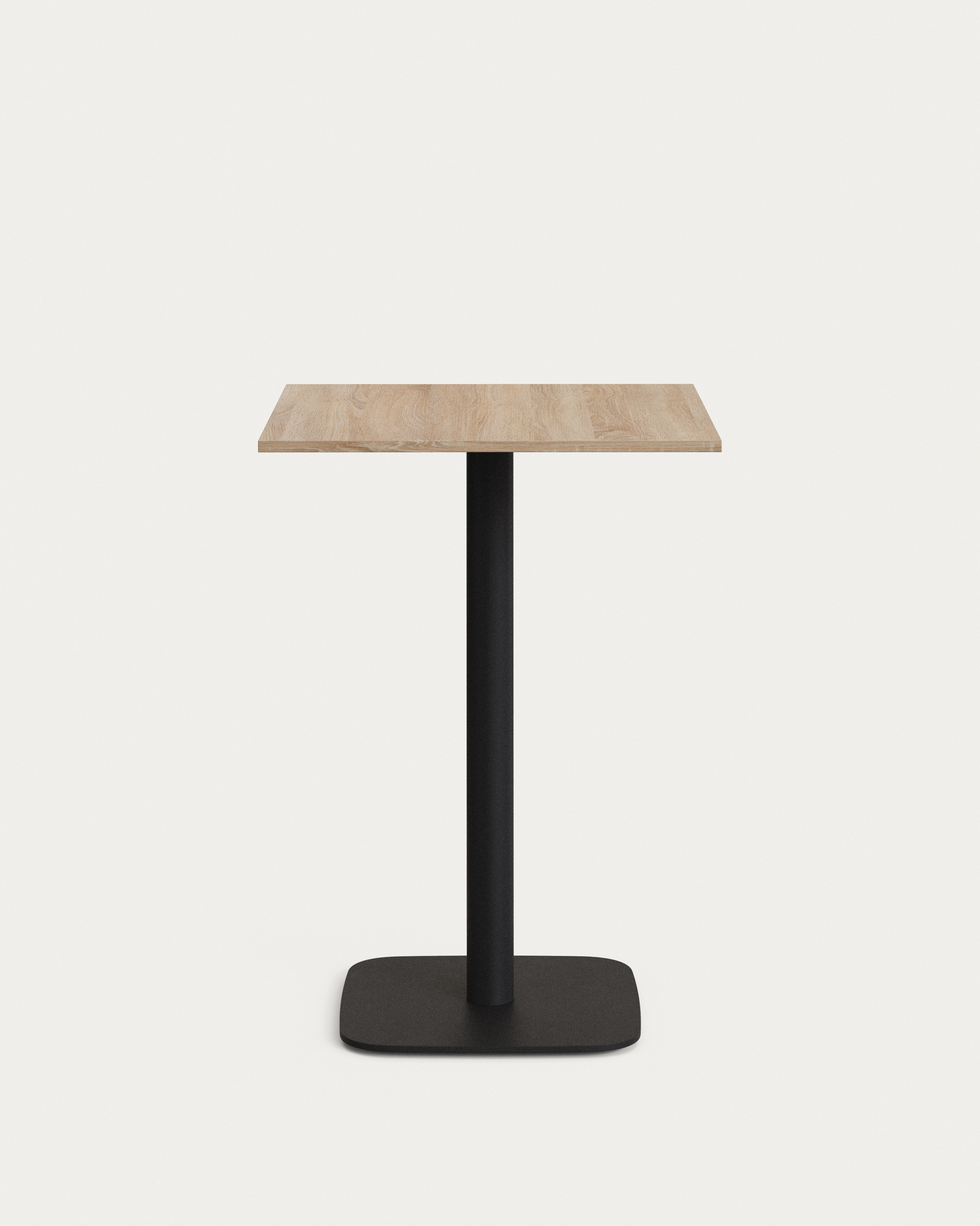 Kave Home Dina Barbord  Kvadratisk Naturfinish Melamin Og Sort Metal  60x60