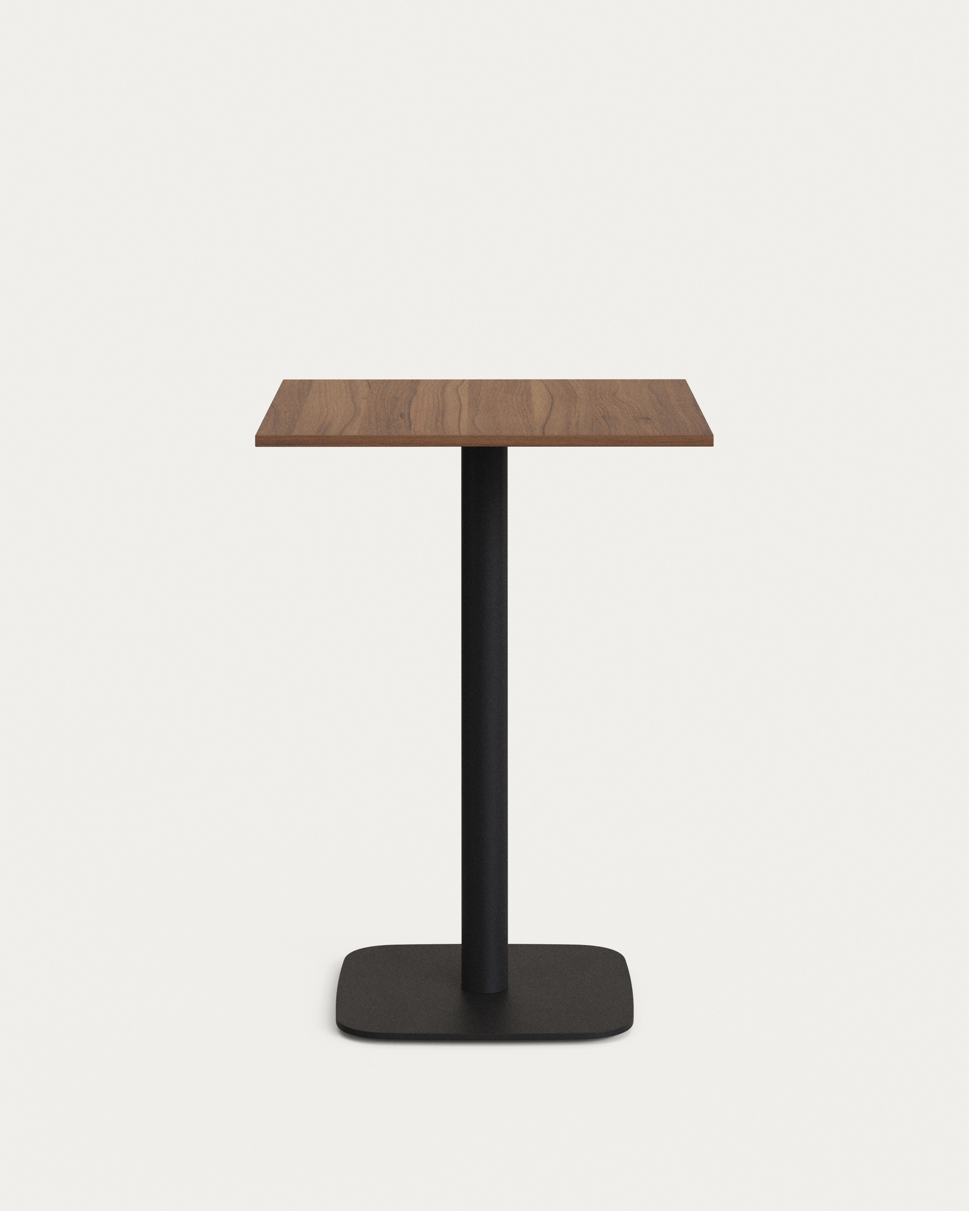 Kave Home Dina Barbord  Kvadratisk Valnøddefinish Melamin Og Sort Metal  60x60