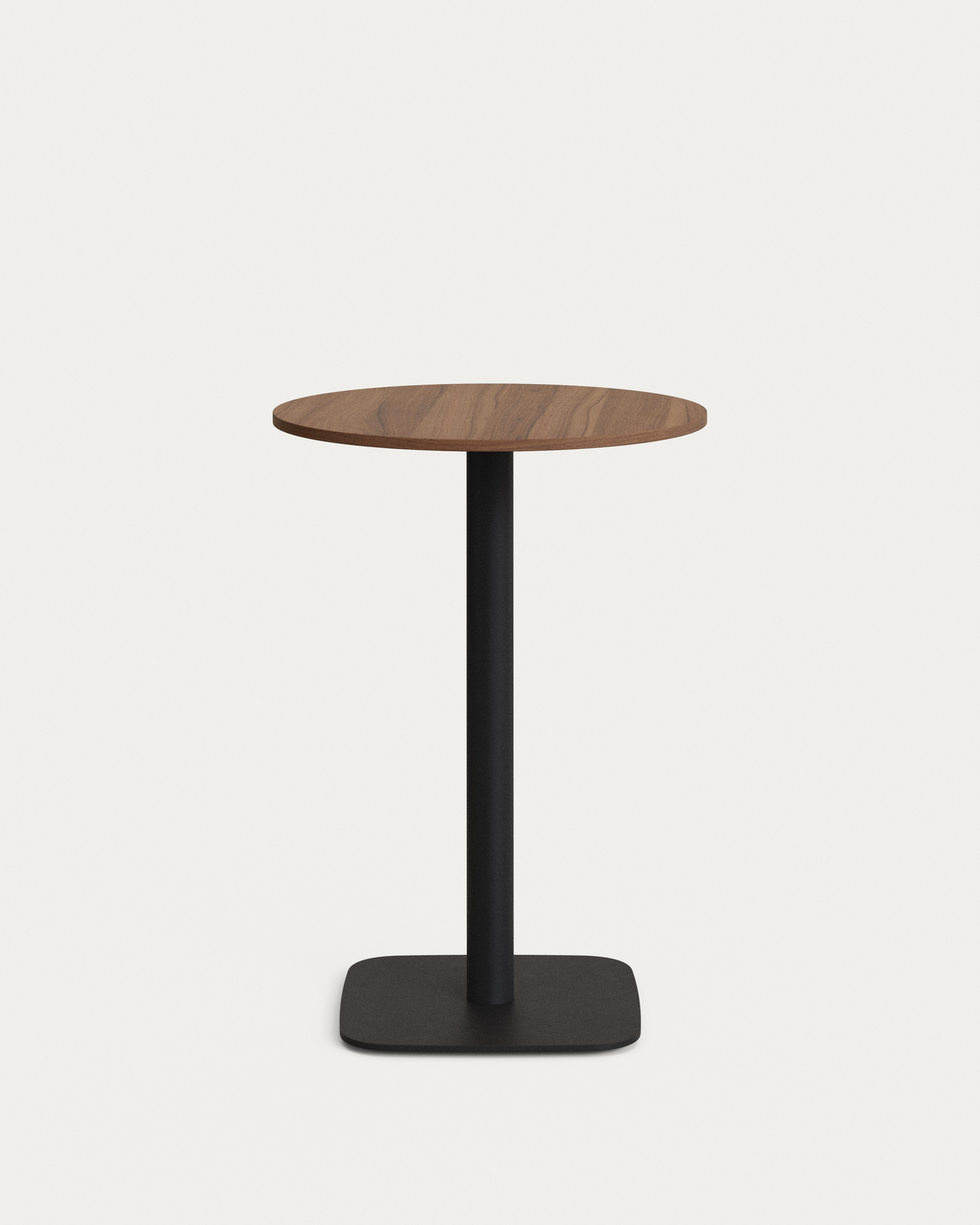 Kave Home Dina Barbord  Rund Valnøddefinish Melamin Og Sort Metal  ø60