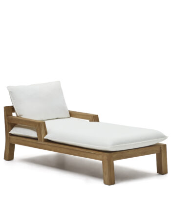Kave Home Forcanera Liggestol     Hvid Hynde Brun Teaktræ