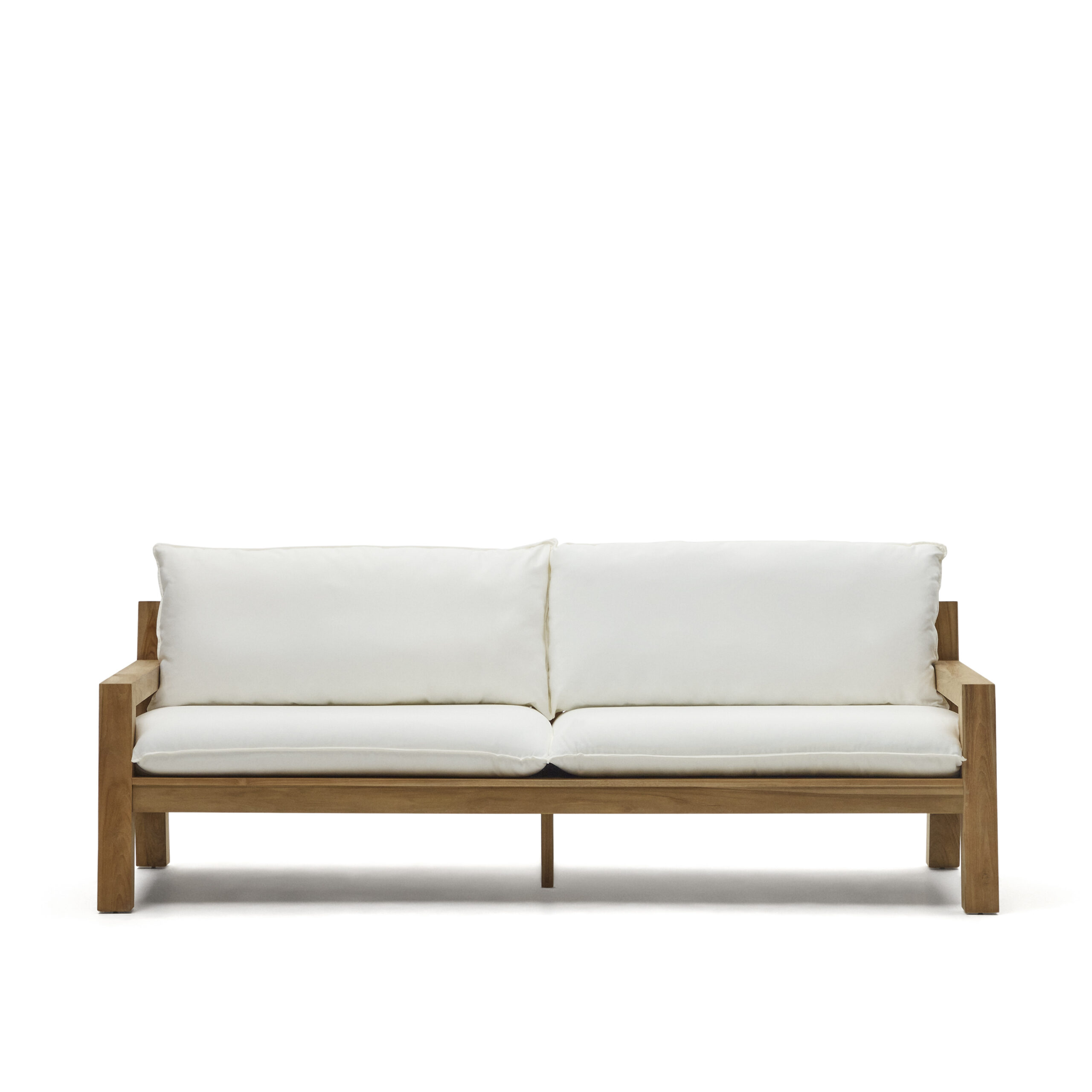 Kave Home Forcanera Pers Sofa Hvid Hynde Brun Teaktræ