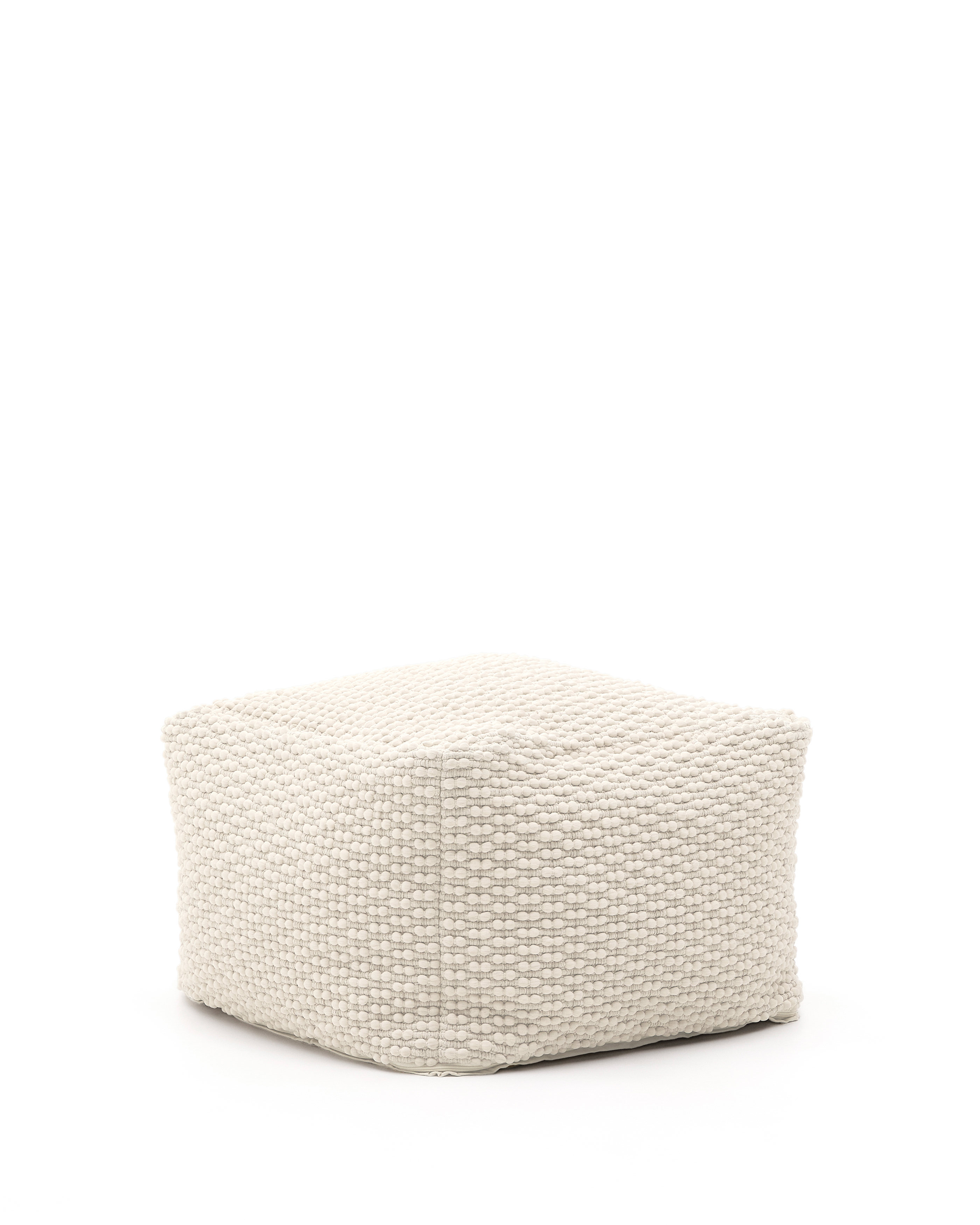Kave Home Mascarell Puf  Kvadratisk Hvid Bomuld Og Polyester  60x60