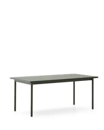 Kave Home Maurina Havebord  Rektangulær Grønne Fliser Og Grøn Stål  223x101