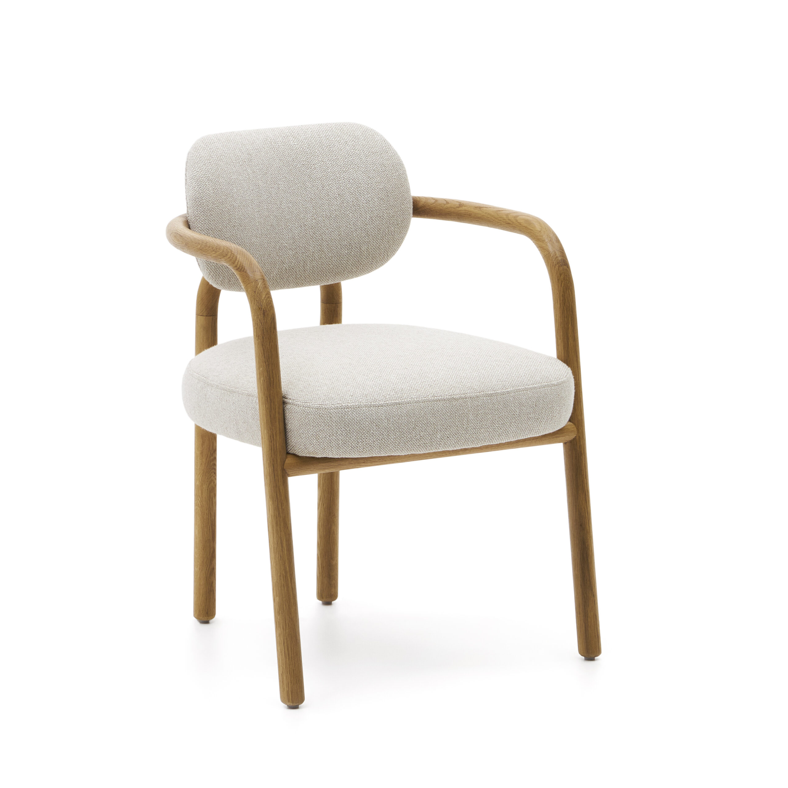 Kave Home Melqui Lænestol Armlæn Beige Og Natur Egetræ