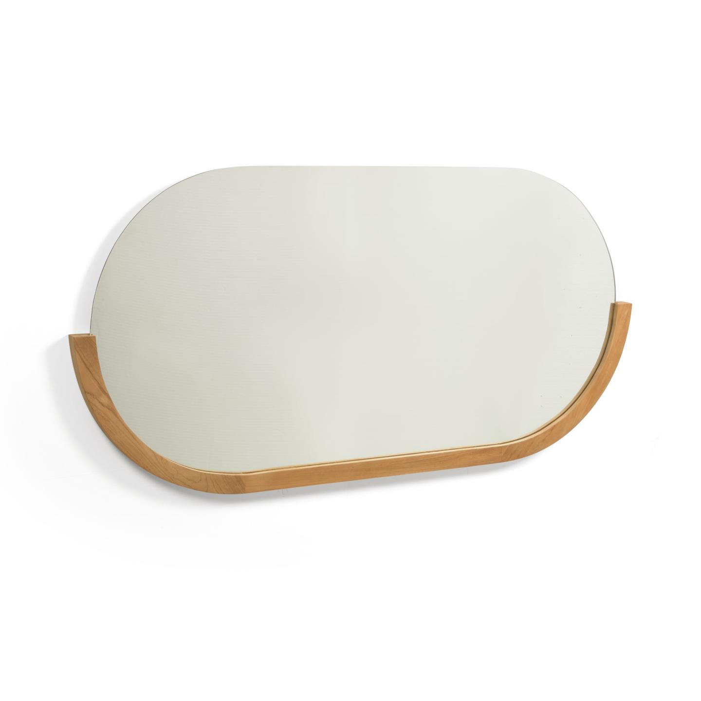 Kave Home Rokia Vægspejl  Oval Spejlglas Og Natur Teaktræ  90x55