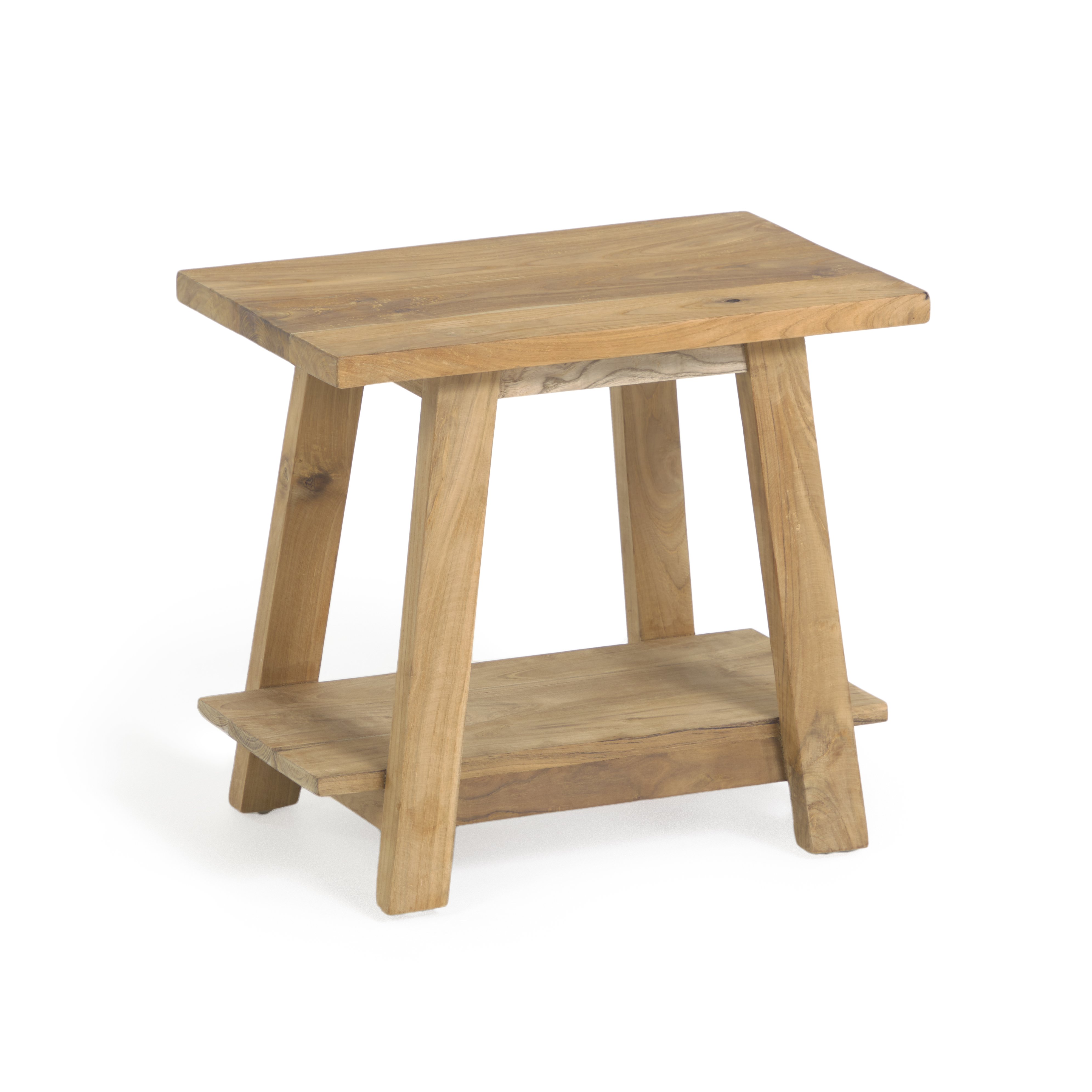 Kave Home Safara Fodskammel     Hylde Natur Genanvendt Teak  50x32
