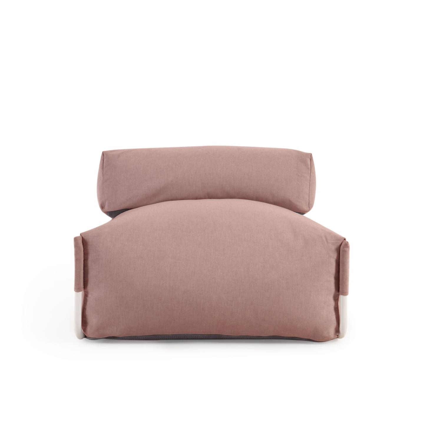 Kave Home Square Modulopbygget Udendørs Sofapuf Ryglæn Terracotta Stof Hvid Aluminium 101x101