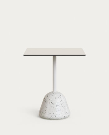 Kave Home Tiaret Havebord  Kvadratisk Hvid Højtrykslaminat Og Hvid Terrazzo  68x68x73